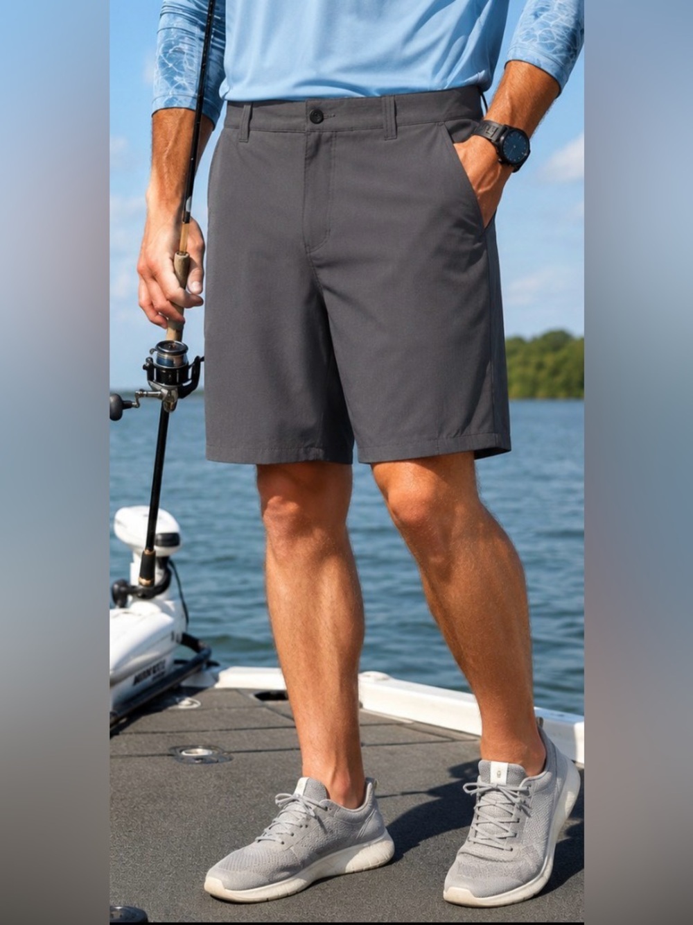 Reel Legends Men’s Size 36 Gray Outdoor Performance Fishing Shorts Quick Dry